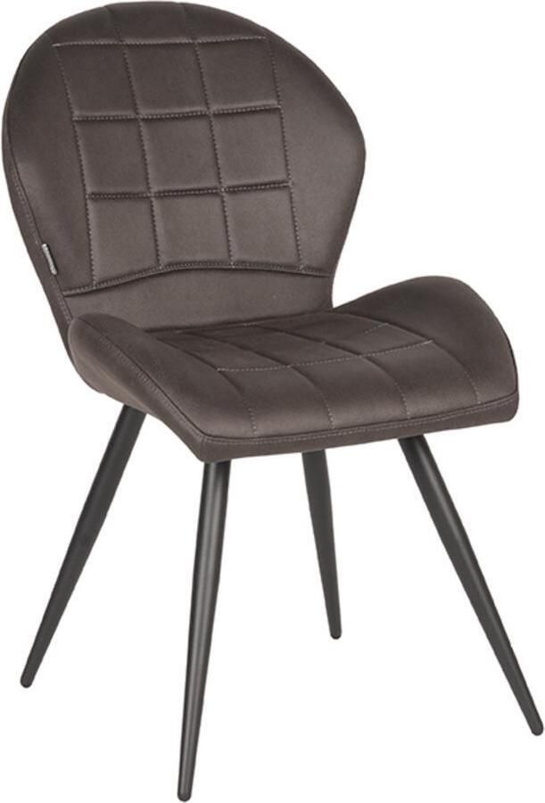 LABEL51 Eetkamerstoel Sil Antraciet Microvezel Zwart Metaal - Foto 1