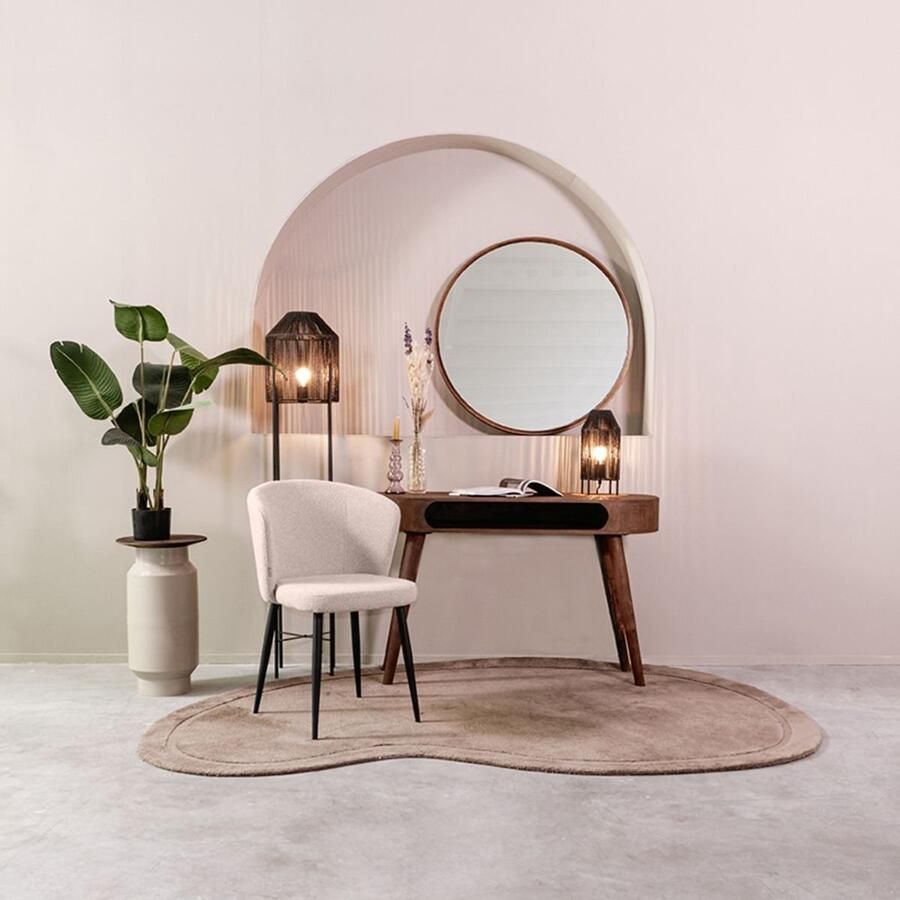 LABEL51 Wave Eetkamerstoel Naturel Stof Black Frame Stoel Normale eetkamerstoel - Foto 3