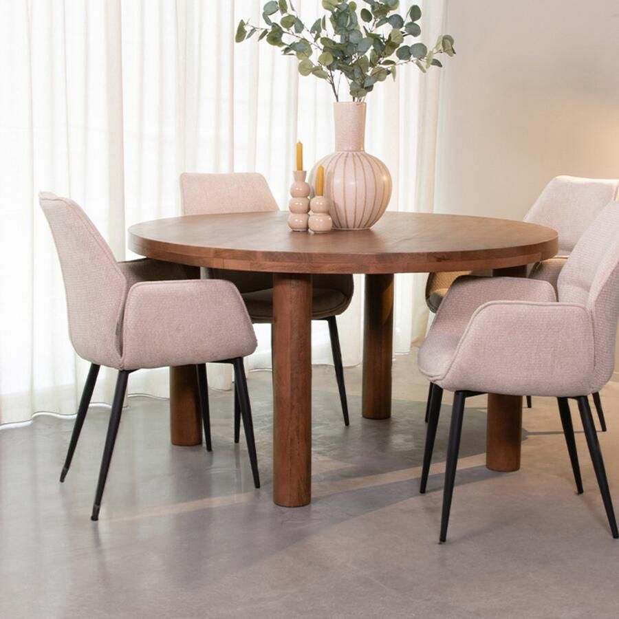 LABEL51 Elly Eetkamertafel Bruin Hout 140x140 cm