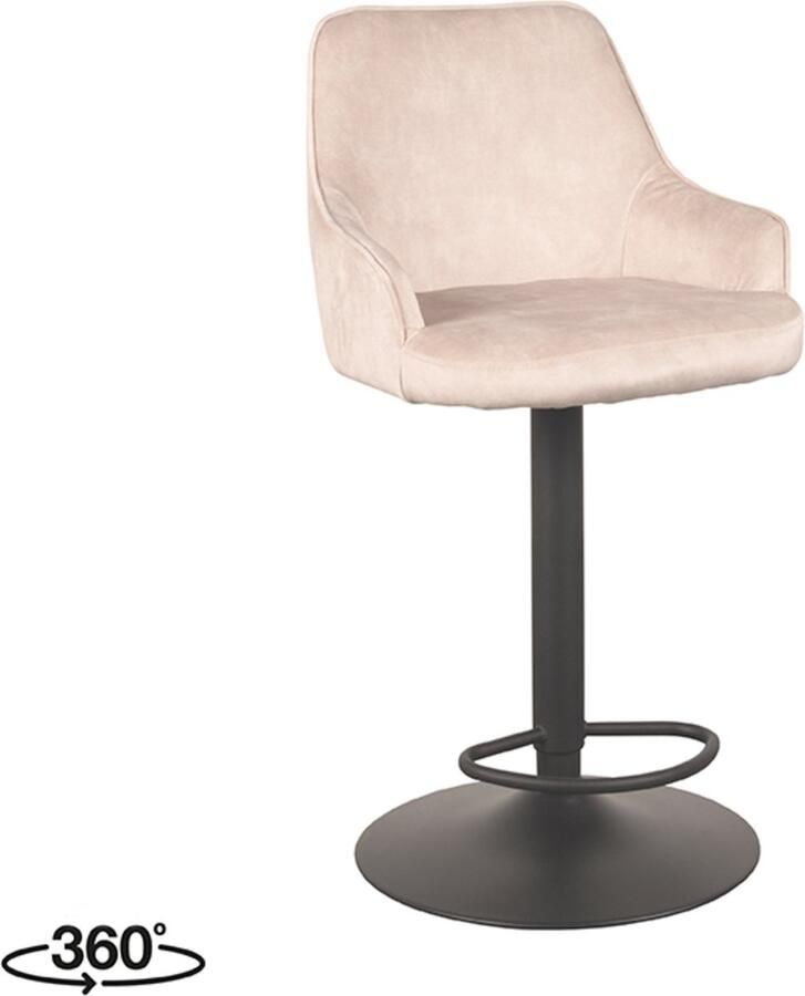 LABEL51 Fender Barkruk Naturel Velvet Zithoogte 64-84 Kruk Draaibaar Met Armleuning - Foto 2