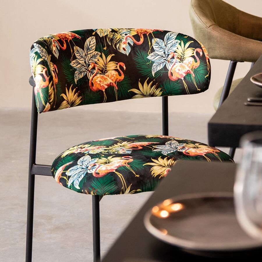 LABEL51 Ferry Eetkamerstoel Groen Velvet Black Frame Stoel