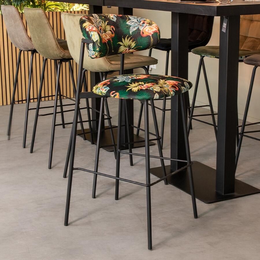 LABEL51 Ferry Eetkamerstoel Groen Velvet Zithoogte 78 Stoel