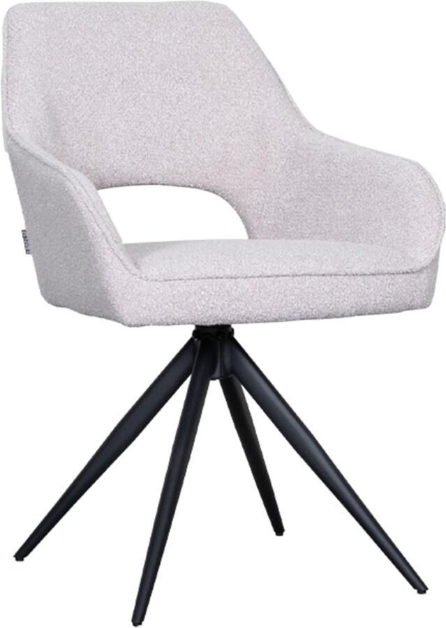 LABEL51 Finley Eetkamerstoel Naturel Stof Black Frame Stoel Normale eetkamerstoel Draaibaar Met Armleuning - Foto 2