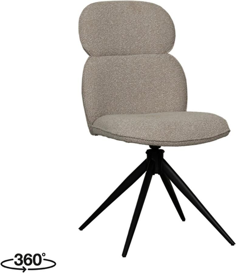 LABEL51 Finn Eetkamerstoel Naturel Stof Black Frame Stoel Normale eetkamerstoel Draaibaar - Foto 2