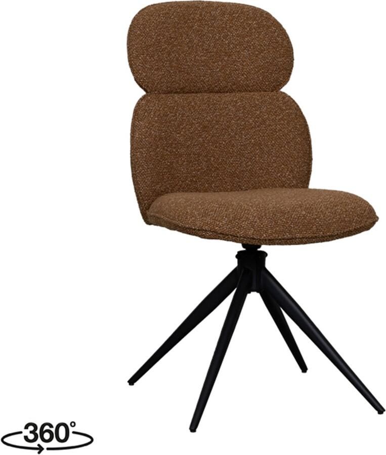 LABEL51 Finn Eetkamerstoel Oranje Stof Black Frame Stoel Normale eetkamerstoel Draaibaar