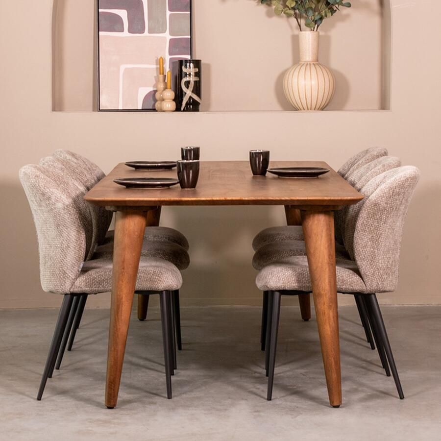 LABEL51 Fly Eetkamertafel Bruin Hout 220x100 cm