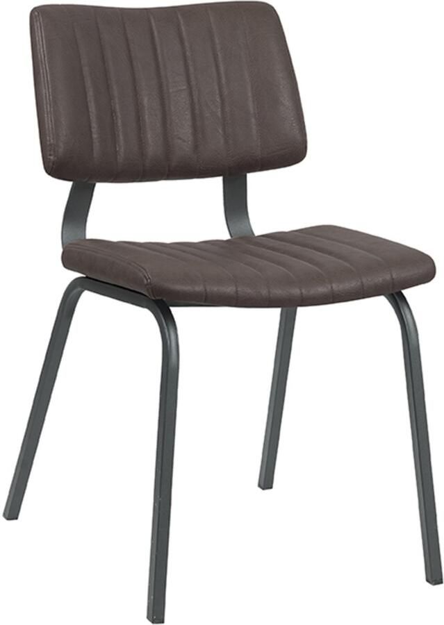 LABEL51 Gusto Eetkamerstoel Bruin Kunstleer Black Frame Stoel Normale eetkamerstoel