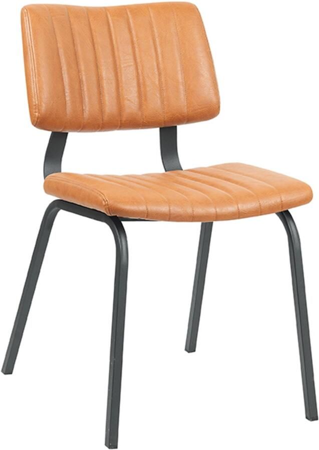 LABEL51 Gusto Eetkamerstoel Bruin Kunstleer Black Frame Stoel Normale eetkamerstoel - Foto 2