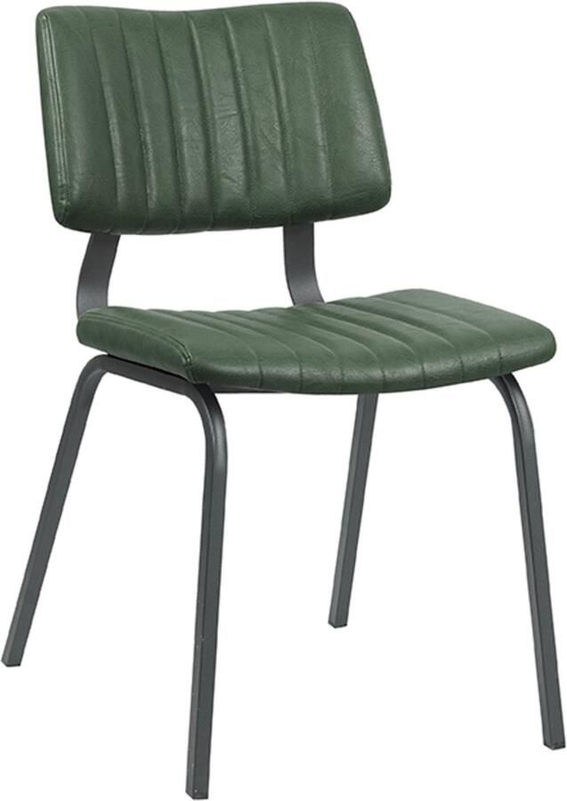 LABEL51 Gusto Eetkamerstoel Groen Kunstleer Black Frame Stoel Normale eetkamerstoel