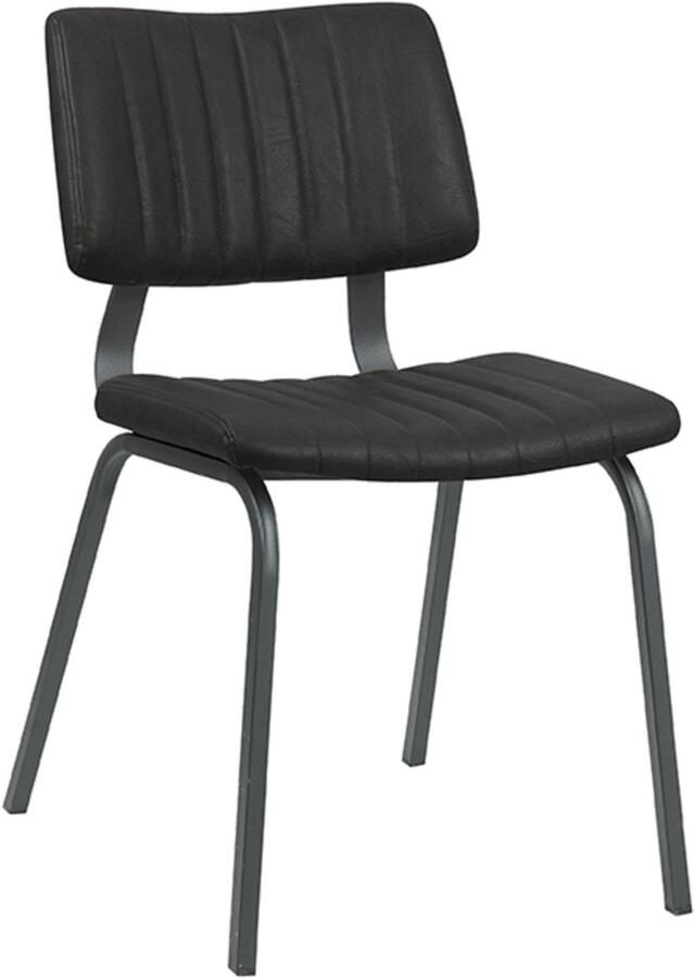 LABEL51 Gusto Eetkamerstoel Zwart Kunstleer Black Frame Stoel Normale eetkamerstoel