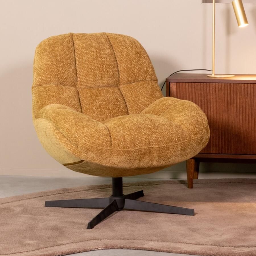 LABEL51 Huxley Fauteuil Bruin Velvet One Size Draaibaar - Foto 2