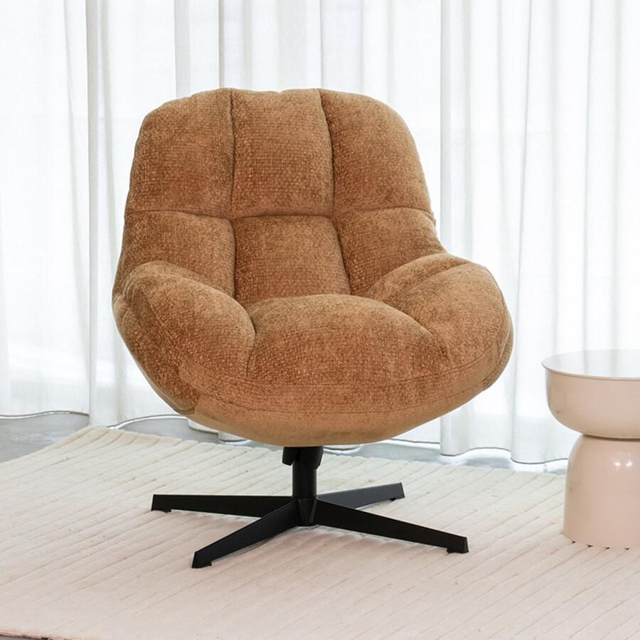 LABEL51 Huxley Fauteuil Bruin Velvet One Size Draaibaar