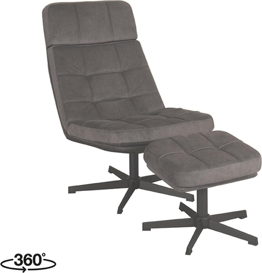 Label51 Fauteuil Alvar Antraciet Cosmo Incl. Hocker 57x53x83 cm - Foto 2