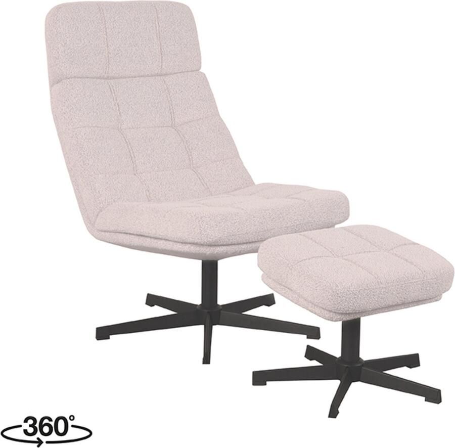 LABEL51 I_Alvar Fauteuil NATUREL Stof Incl. Hocker Draaibaar - Foto 5