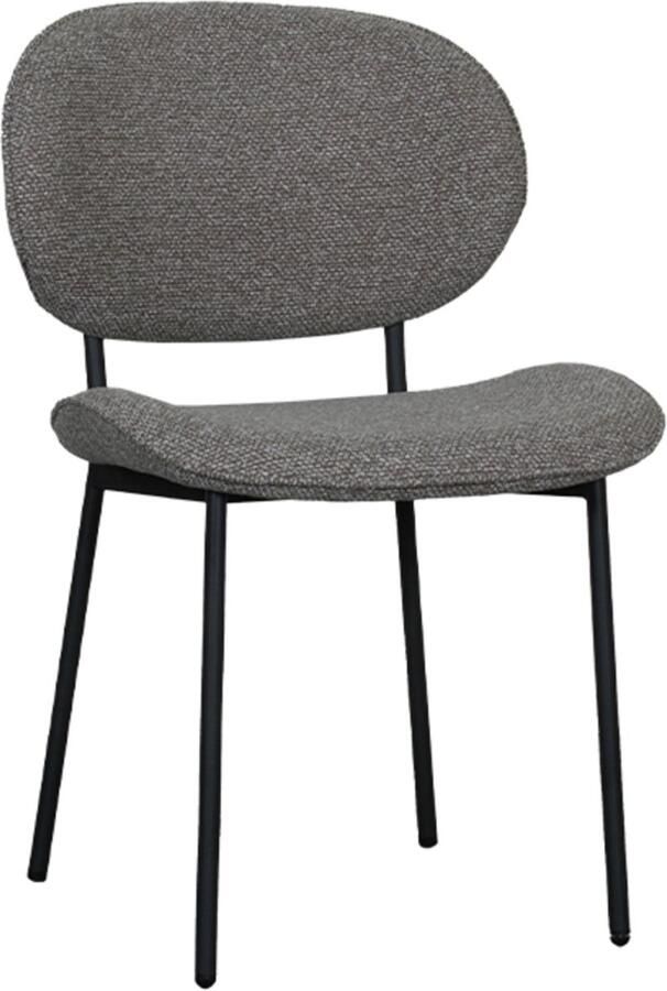 LABEL51 I_Senn Eetkamerstoel GRIJS Royal Stof Zwart Metalen Frame Stoel Normale eetkamerstoel - Foto 2