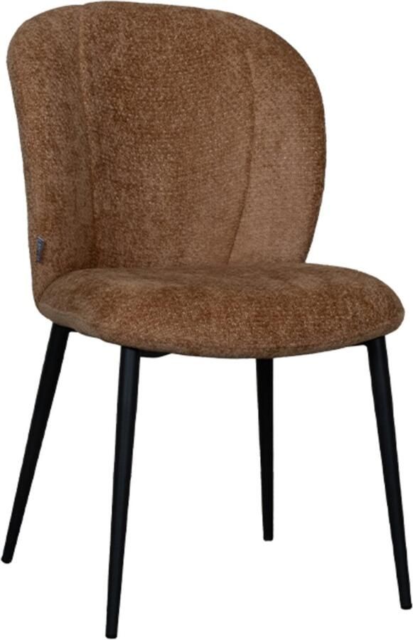 LABEL51 Vino Eetkamerstoel Bruin Chenille Zwart Metalen Frame Stoel Normale eetkamerstoel - Foto 5