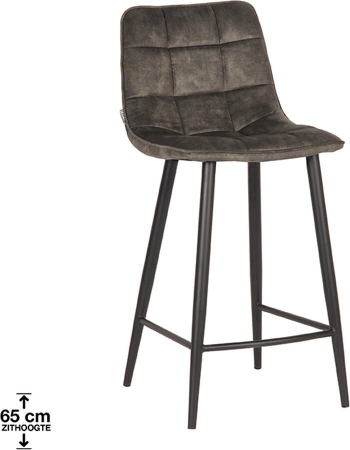 LABEL51 Barkruk Jelt Laag Hunter Velours Zwart Metaal