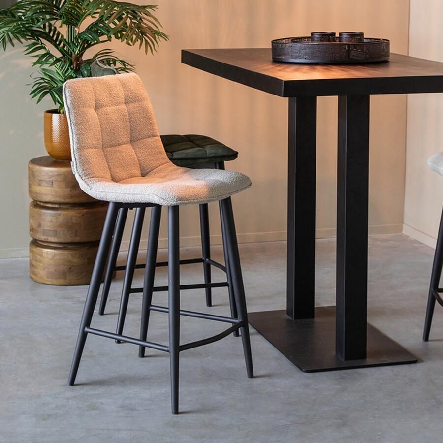 LABEL51 Jelt Barkruk Naturel Boucle Zithoogte 65 Kruk Normale eetkamerstoel