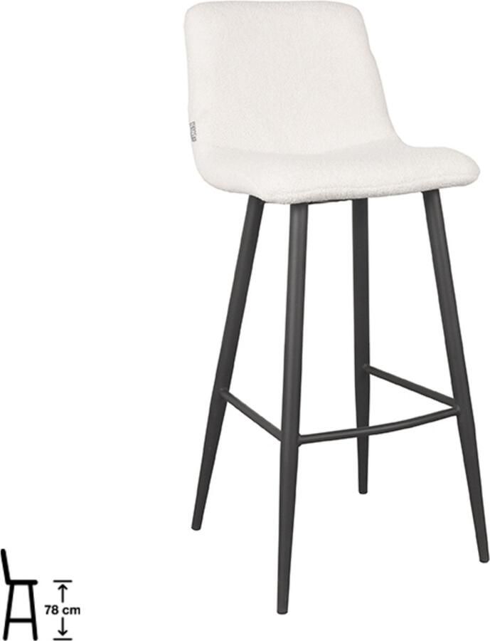 LABEL51 Jep Barkruk Wit Teddy Zithoogte 78 Kruk Normale eetkamerstoel
