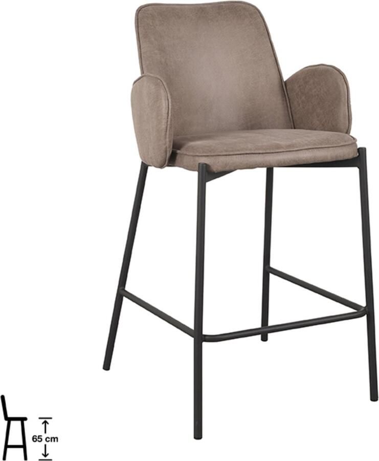 LABEL51 Joni Barkruk Bruin Stof Zithoogte 65 Kruk Met Armleuning