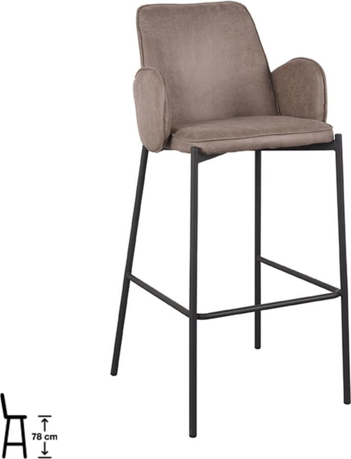 LABEL51 Joni Barkruk Bruin Stof Zithoogte 78 Kruk Met Armleuning