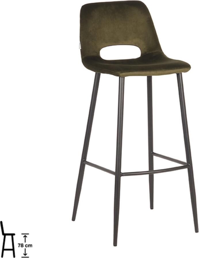 LABEL51 Josh Barkruk Groen Fluweel Zithoogte 78 Kruk