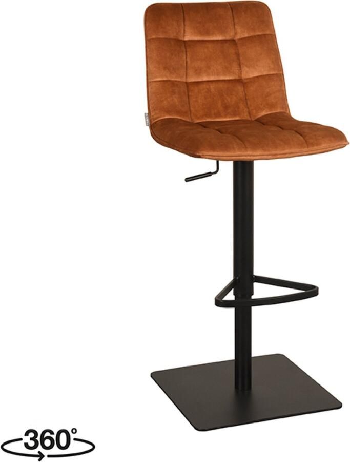 LABEL51 Juul Barkruk Geel Velvet Zithoogte 55-81 Kruk