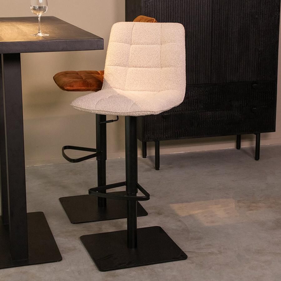 LABEL51 Juul Barkruk Naturel Stof Zithoogte 55-81 Kruk