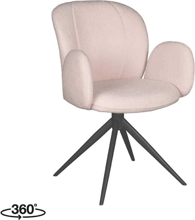 LABEL51 Kimball Eetkamerstoel Naturel Stof Black Frame Stoel Normale eetkamerstoel Draaibaar Met Armleuning