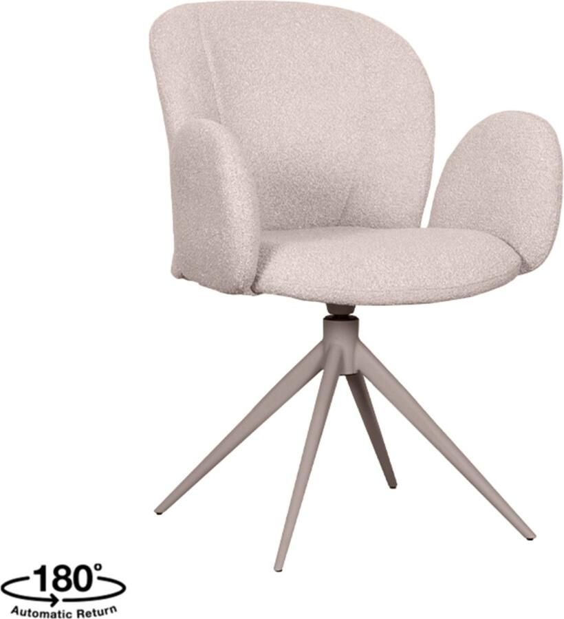 LABEL51 Kimball Eetkamerstoel Naturel Stof Taupe Frame Stoel Normale eetkamerstoel Draaibaar Met Armleuning - Foto 1