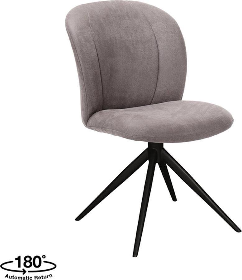 LABEL51 Kimo Eetkamerstoel Bruin Micro Suede Zwart Onderstel Stoel Normale eetkamerstoel - Foto 2