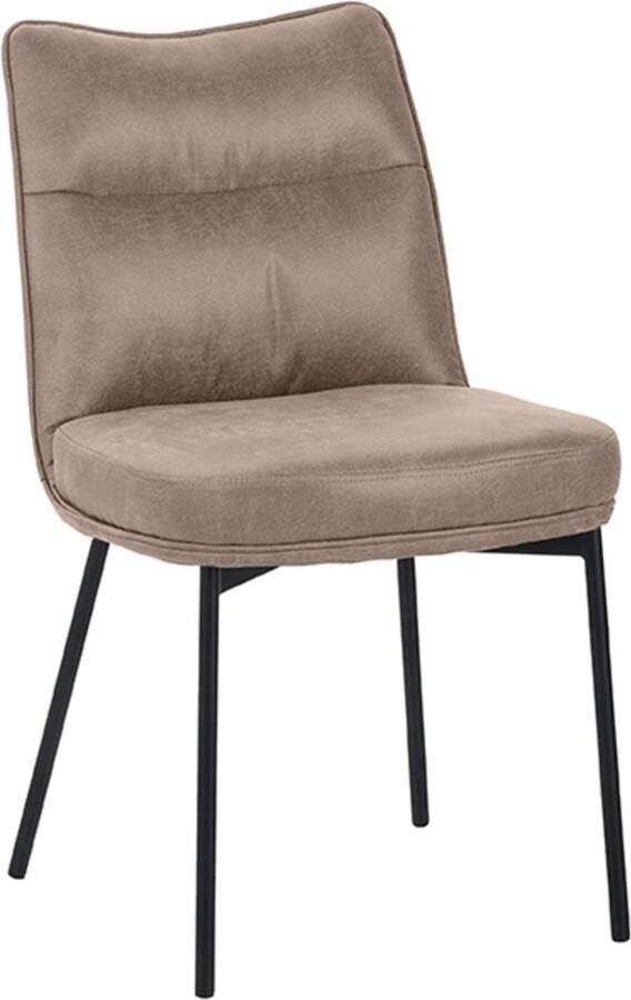 LABEL51 Lennon Eetkamerstoel Bruin Stof Black Frame Stoel