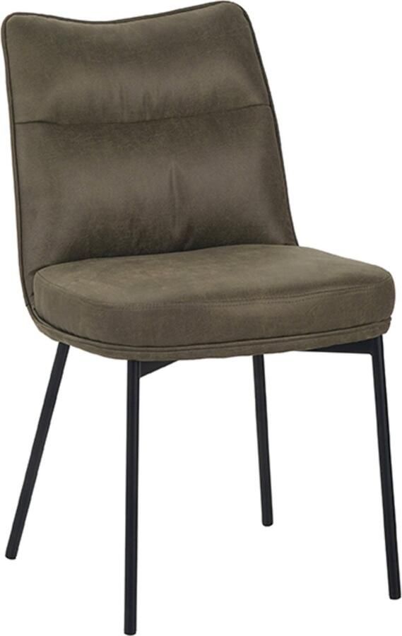 LABEL51 Lennon Eetkamerstoel Groen Stof Black Frame Stoel