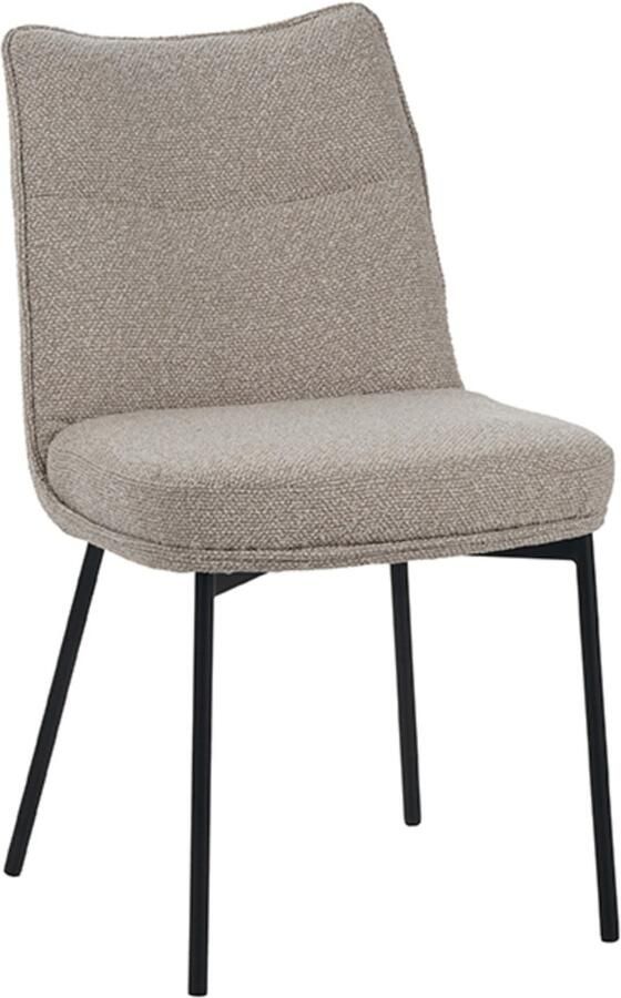 LABEL51 Lennon Eetkamerstoel Naturel Stof Black Frame Stoel