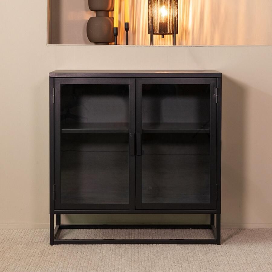 LABEL51 Level Vitrinekast Zwart Metaal 85x40x85 cm - Foto 3