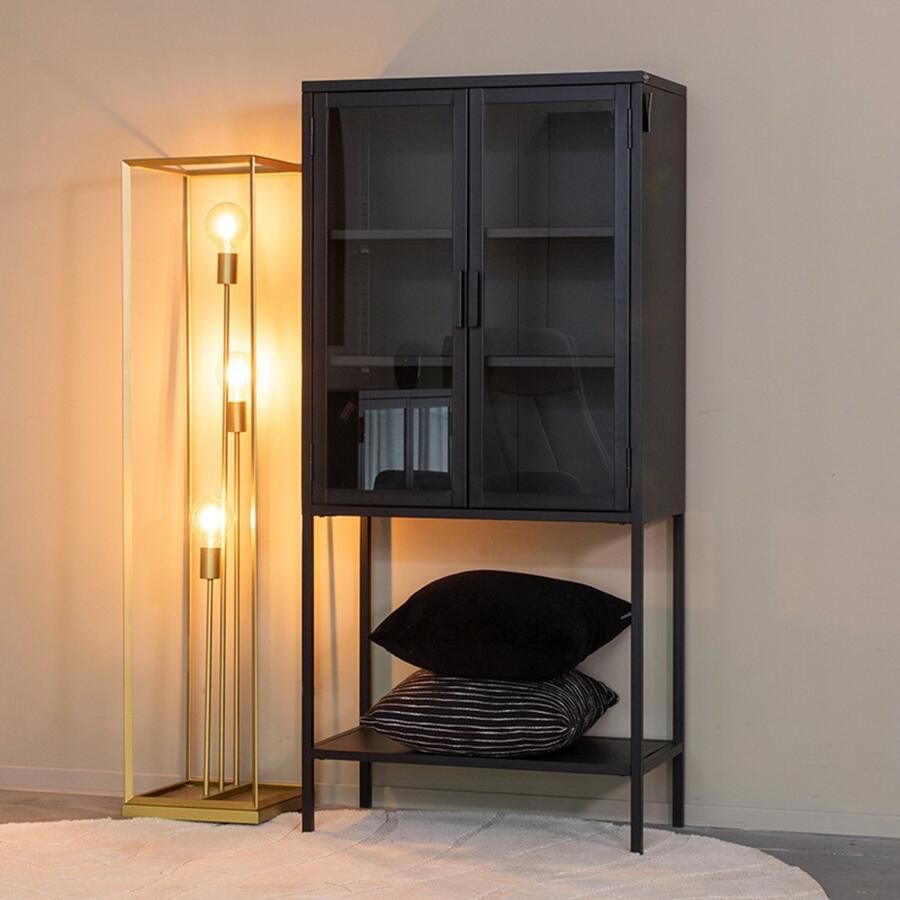 LABEL51 Level Vitrinekast Zwart Metaal Vitrinekast 150 cm - Foto 2