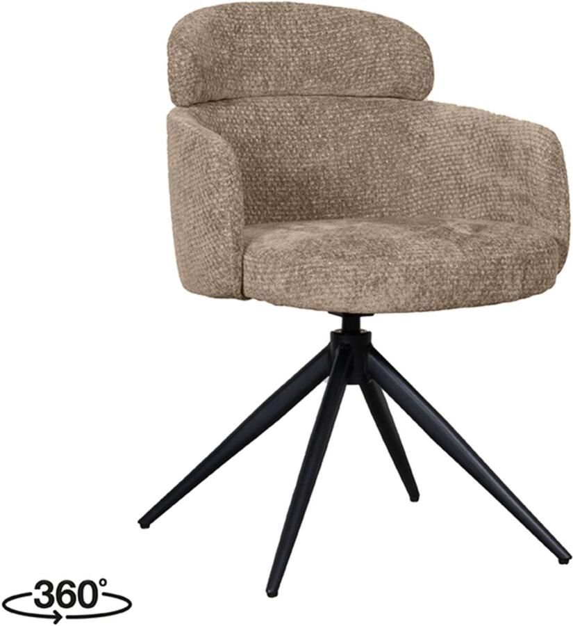 LABEL51 Levi Eetkamerstoel Bruin Velvet Black Frame Stoel Normale eetkamerstoel