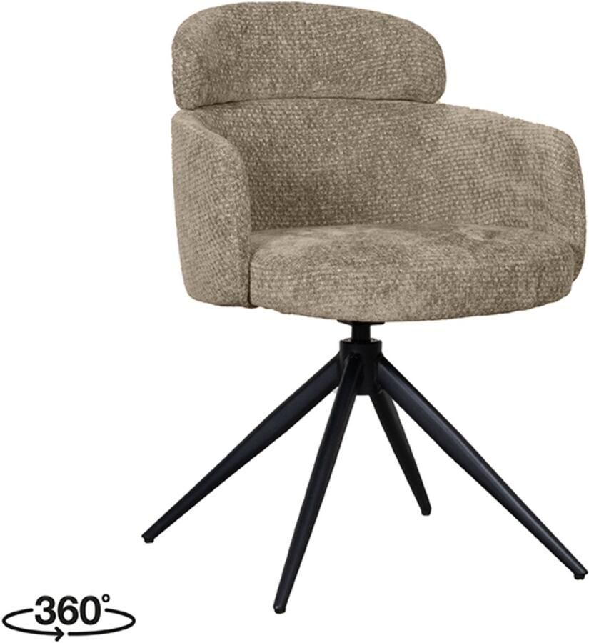 LABEL51 Levi Eetkamerstoel Groen Velvet Black Frame Stoel Normale eetkamerstoel Draaibaar Met Armleuning