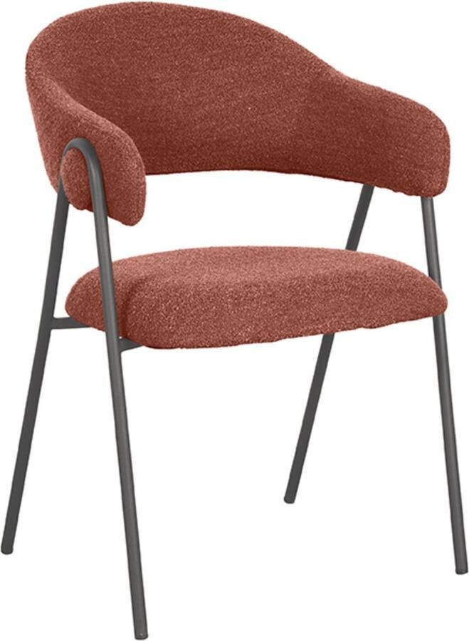 LABEL51 Lowen Eetkamerstoel Oranje Stof Black Frame Stoel Normale eetkamerstoel Met Armleuning