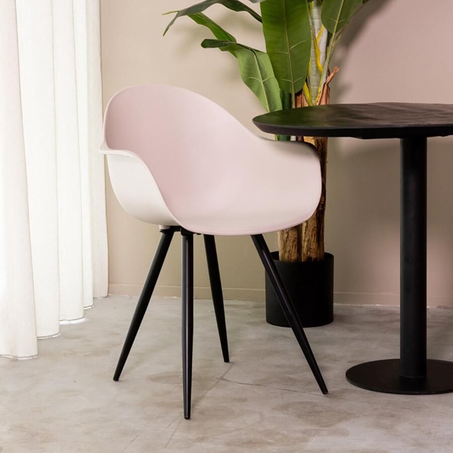 LABEL51 Luca Eetkamerstoel Naturel Kunststof Black Frame Stoel Kuipstoel Met Armleuning