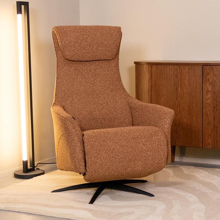 LABEL51 I_Lund Fauteuil ORANJE Royal Stof 2-Motorig Met Massagefunctie Draaibaar Met Armleuning - Foto 4