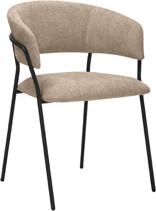 LABEL51 Luuk Eetkamerstoel Bruin Velvet Black Frame Stoel Normale eetkamerstoel Met Armleuning