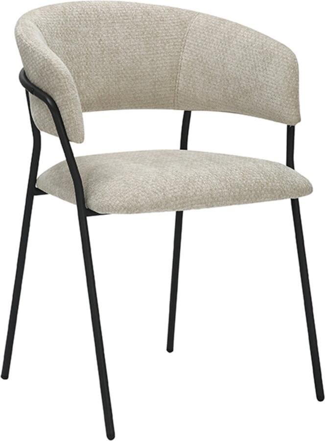 LABEL51 Luuk Eetkamerstoel Naturel Velvet Black Frame Stoel Normale eetkamerstoel Met Armleuning