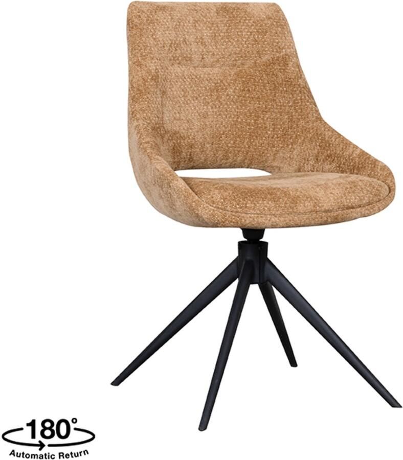 LABEL51 Marlow Eetkamerstoel Bruin Velvet Black Frame Stoel Normale eetkamerstoel Draaibaar