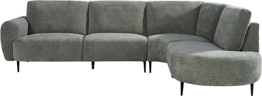 LABEL51 Milano Hoekbank Grijs Velvet Rechts Met Armleuning