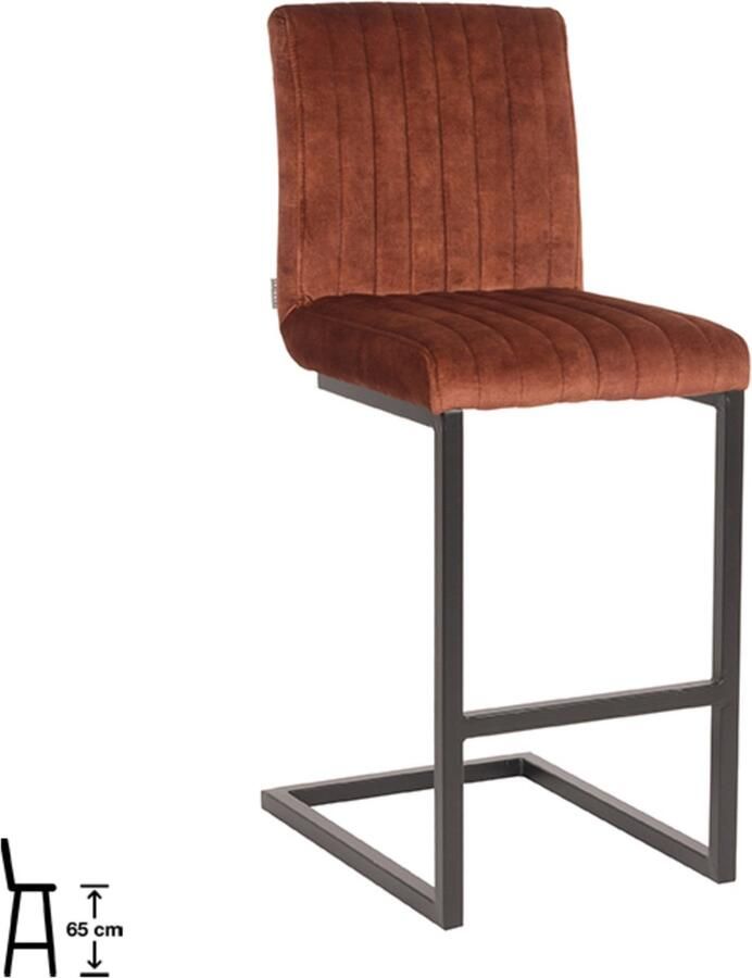 LABEL51 Milo Barkruk Oranje Velours Zithoogte 65 Kruk