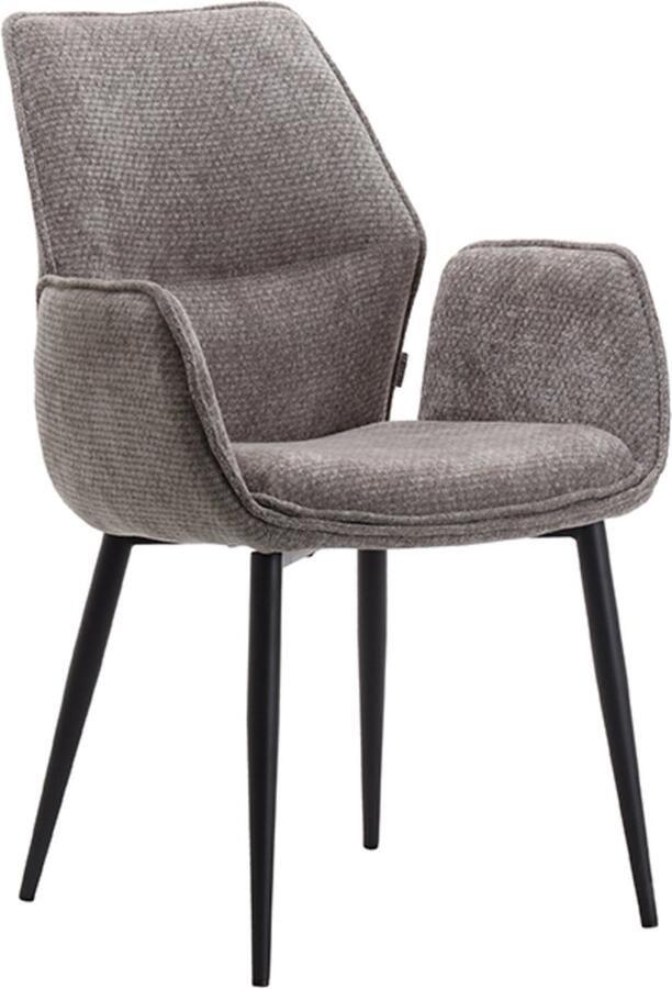 LABEL51 Morris Eetkamerstoel Grijs Velvet Black Frame Stoel Normale eetkamerstoel Met Armleuning - Foto 3