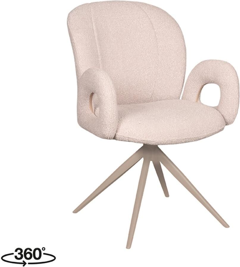LABEL51 Neo Eetkamerstoel Naturel Stof Taupe Frame Stoel Normale eetkamerstoel Draaibaar Met Armleuning