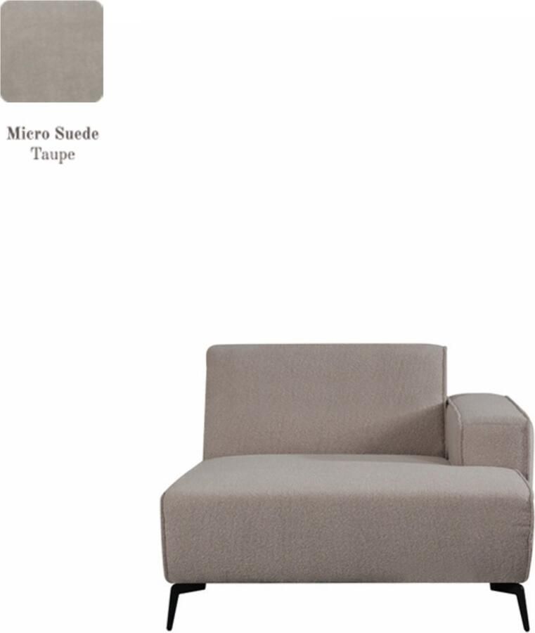 LABEL51 Nero Bank Bruin Micro Suede Longchair Arm Rechts Voorstaand