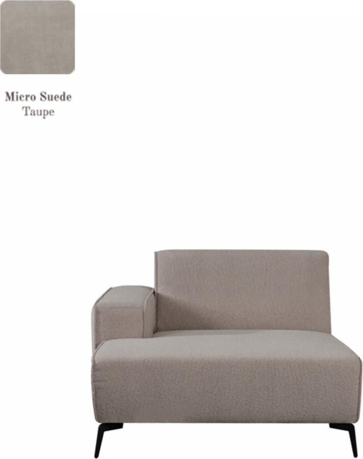 LABEL51 Nero Bank Bruin Micro Suede Longchair Arm Links Voorstaand